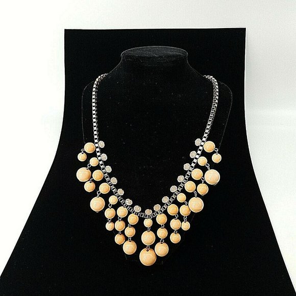 Womens Drop Vintage Style Necklace 18" to 21" Long Metal Peach Waterfall Bead - Picture 2 of 8